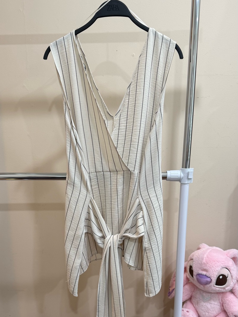 Zara Striped Wrap Tie Waist Peplum Top Size L